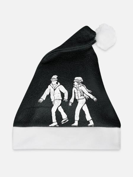 Schlittschuh Läufer - Weihnachtsmütze - Schwarz/Weiß