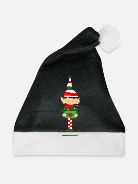 Lustiger Elf für Weihnachten und Winter - Weihnachtsmütze - Schwarz/Weiß - Vorne