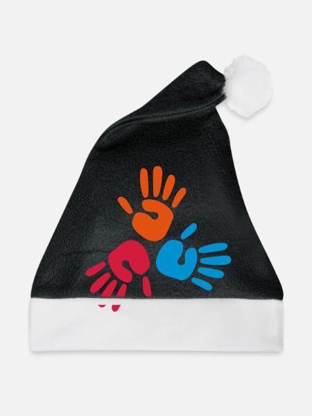 hands print - Weihnachtsmütze - Schwarz/Weiß