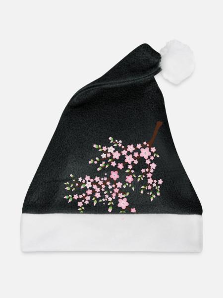 Rosa Blüte - Weihnachtsmütze - Schwarz/Weiß