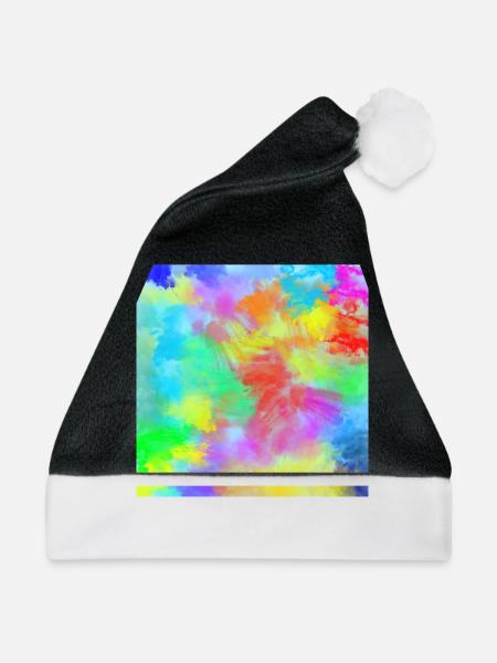 Smartphone Hülle Button Mousepad Wasserfarben bunt - Weihnachtsmütze - Schwarz/Weiß - Vorne