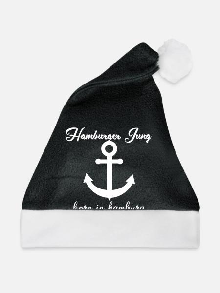 Hamburger Jung - born in Hamburg - Weihnachtsmütze - Schwarz/Weiß