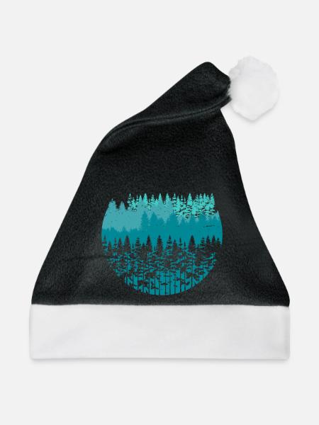 Wald Bäume Natur Wandern Wanderurlaub Geschenk - Weihnachtsmütze - Schwarz/Weiß - Vorne