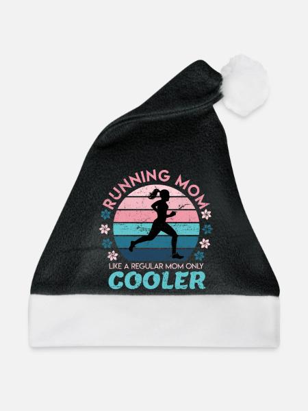 Laufen Geschenk Damen Running Mom Mutter Spruch - Weihnachtsmütze - Schwarz/Weiß - Vorne