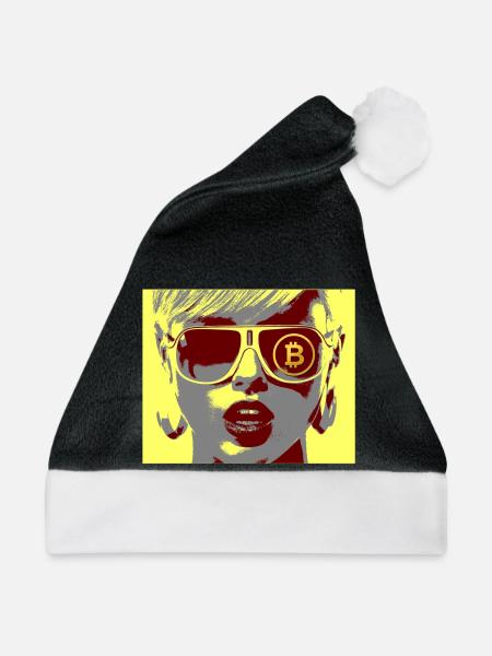 Bitcoin Kryptowährung - Weihnachtsmütze - Schwarz/Weiß