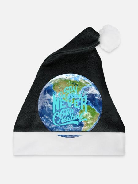 Planet Erde - Weihnachtsmütze - Schwarz/Weiß