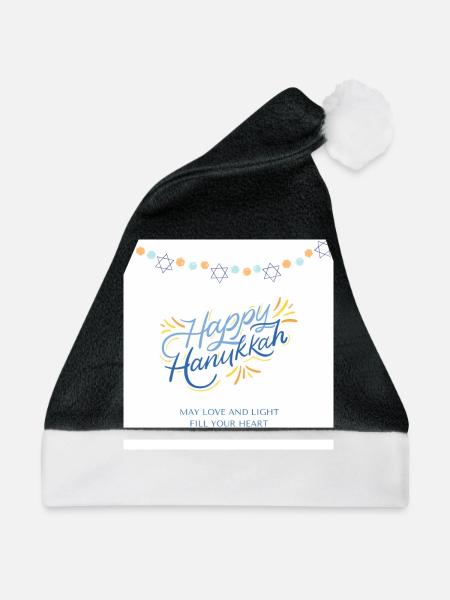 Happy Hanukkah - Weihnachtsmütze - Schwarz/Weiß