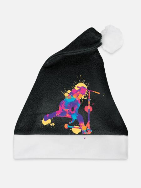 Stunt Scooter colorful - Weihnachtsmütze - Schwarz/Weiß - Vorne