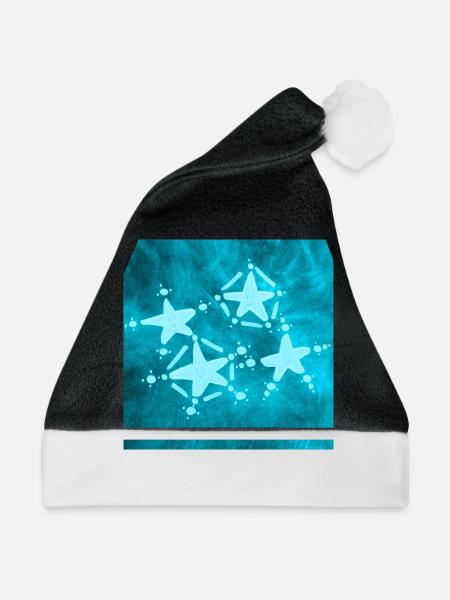 4 BLAUE STERNE - Weihnachtsmütze - Schwarz/Weiß