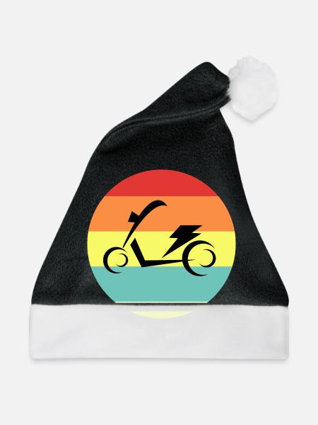 E-Scooter E-Roller Scooter - Weihnachtsmütze - Schwarz/Weiß