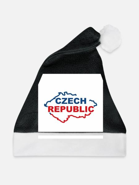 Karte der Tschechischen Republik - Weihnachtsmütze - Schwarz/Weiß