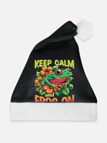 Keep Calm and Frog on - Weihnachtsmütze - Schwarz/Weiß