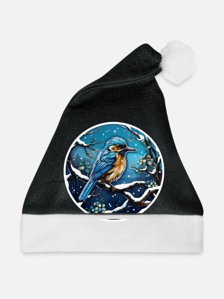 Kleiber im Winter - Weihnachtsmütze - Schwarz/Weiß