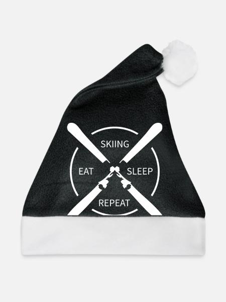 eat sleep skiing repeat - Weihnachtsmütze - Schwarz/Weiß