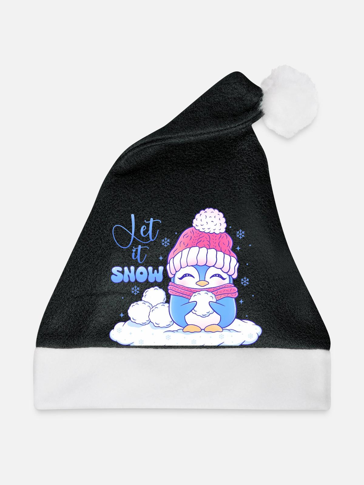 Let It Snow - Weihnachtsmütze - Schwarz/Weiß - Vorne