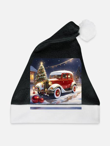 Oldtimer zu Weihnachten - Weihnachtsmütze - Schwarz/Weiß