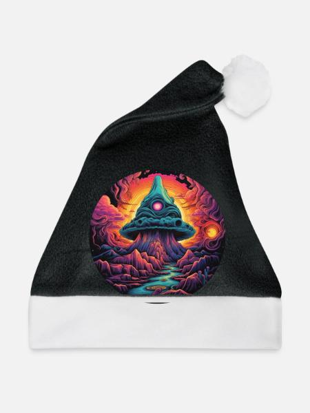 Psychedelischer Pilz im Kosmos - Weihnachtsmütze - Schwarz/Weiß