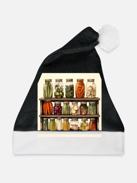 Herbstliches Einmachglasregal - Weihnachtsmütze - Schwarz/Weiß