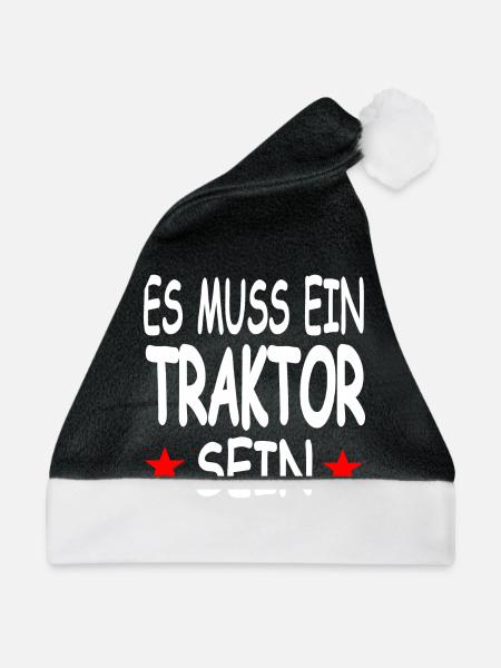 Traktor - Weihnachtsmütze - Schwarz/Weiß - Vorne
