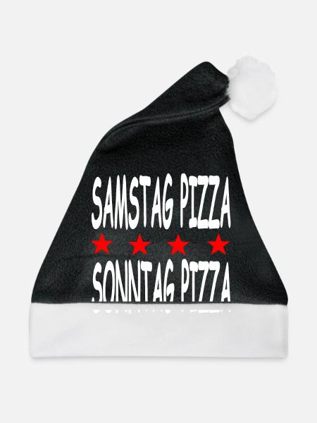Pizza - Weihnachtsmütze - Schwarz/Weiß
