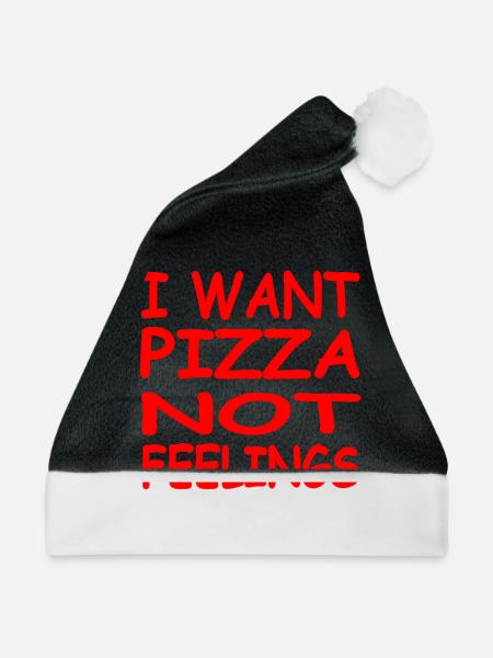 Pizza - Weihnachtsmütze - Schwarz/Weiß