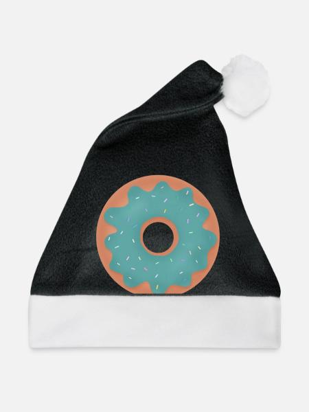 Donut mit türkiser Glasur - Weihnachtsmütze - Schwarz/Weiß