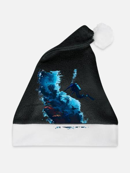 Tauchen, ein Unterwasser-Abenteuer - Weihnachtsmütze - Schwarz/Weiß