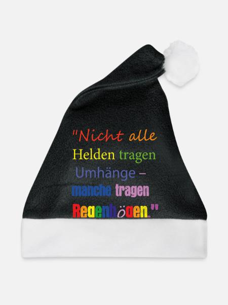 Regenbogen Umhang - Weihnachtsmütze - Schwarz/Weiß