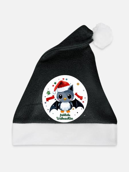 Fledermaus Weihnachten - Weihnachtsmütze - Schwarz/Weiß