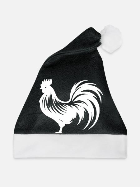 Klassicher Bauernhof Gockel - Weihnachtsmütze - Schwarz/Weiß - Vorne