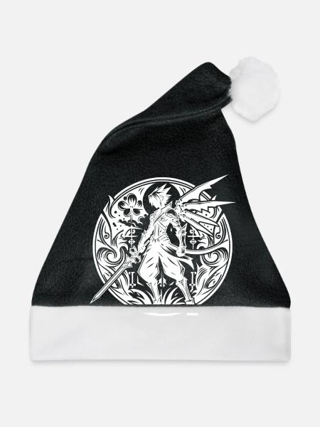 Fantasy Krieger mit Schwert und Flügeln - Weihnachtsmütze - Schwarz/Weiß - Vorne