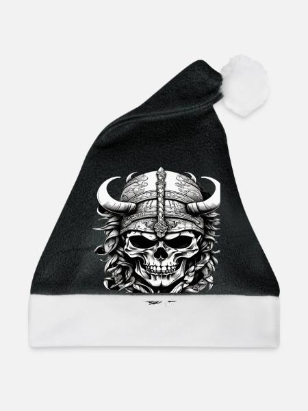 Wikinger Schädel - Weihnachtsmütze - Schwarz/Weiß
