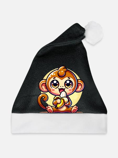Affe - Weihnachtsmütze - Schwarz/Weiß