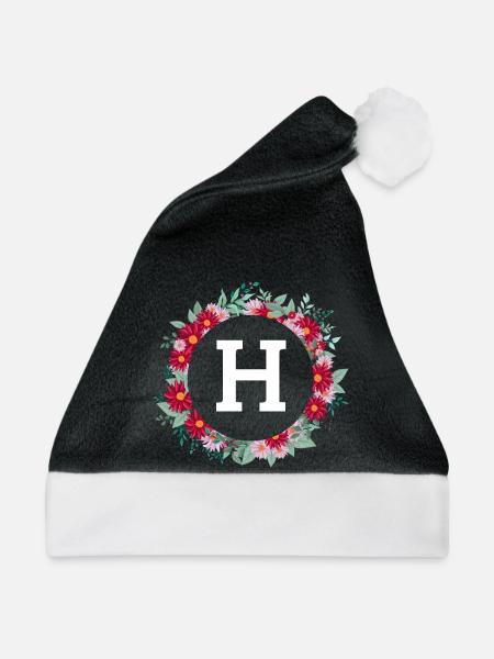 Buchstabe h Blumenkrone - Weihnachtsmütze - Schwarz/Weiß