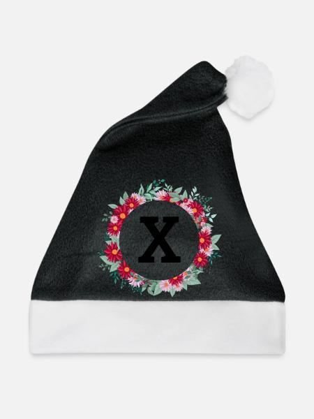 Buchstabe x Blumenkrone - Weihnachtsmütze - Schwarz/Weiß