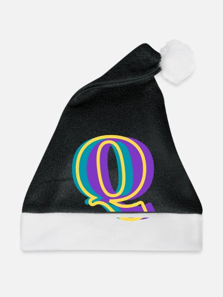 Mehrfarbiger Buchstabe q - Weihnachtsmütze - Schwarz/Weiß