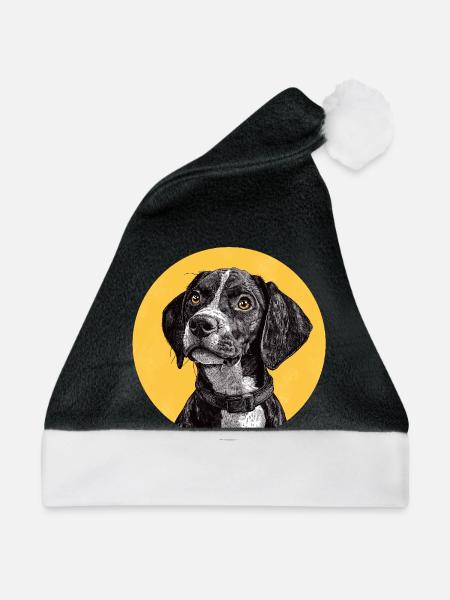 Deutsch Kurzhaar Welpe - Weihnachtsmütze - Schwarz/Weiß