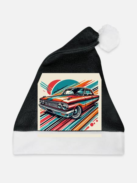Retro-Oldtimer - Weihnachtsmütze - Schwarz/Weiß