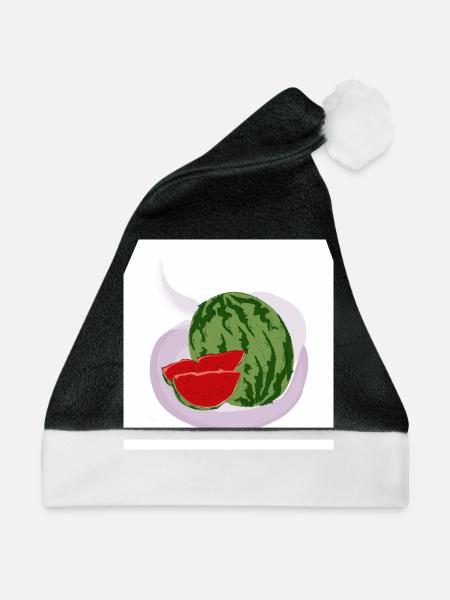 Rote Wassermelone - Weihnachtsmütze - Schwarz/Weiß