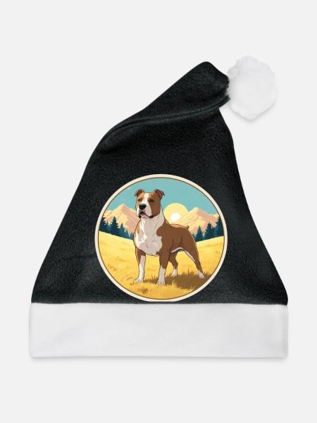 Pitbull Amerikanischer Bully - Weihnachtsmütze - Schwarz/Weiß