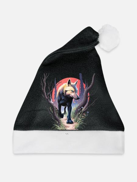 Wolf auf der Jagd - Weihnachtsmütze - Schwarz/Weiß
