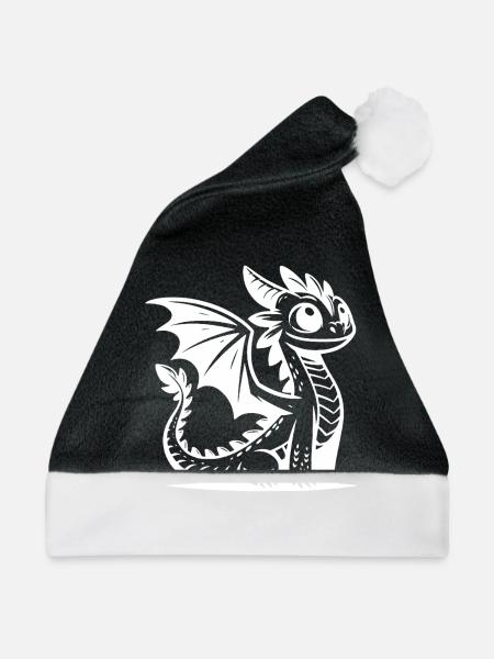 Fantasievoller Drache mit magischer Ausstrahlung - Weihnachtsmütze - Schwarz/Weiß