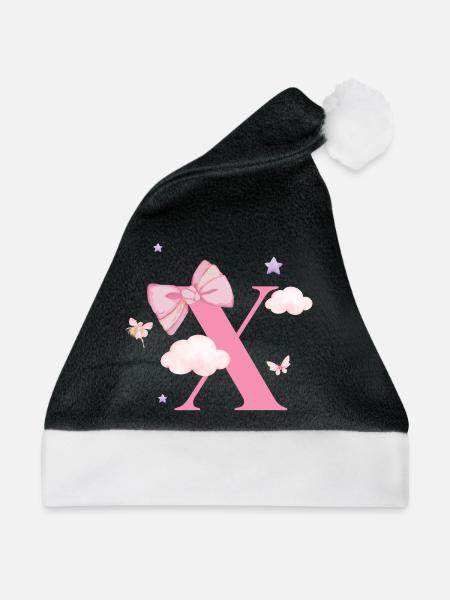 Buchstabe x Rosa Wolken - Weihnachtsmütze - Schwarz/Weiß
