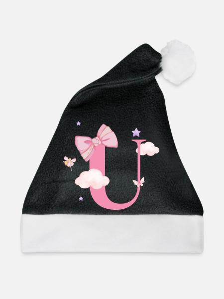 Buchstabe u Rosa Wolken - Weihnachtsmütze - Schwarz/Weiß