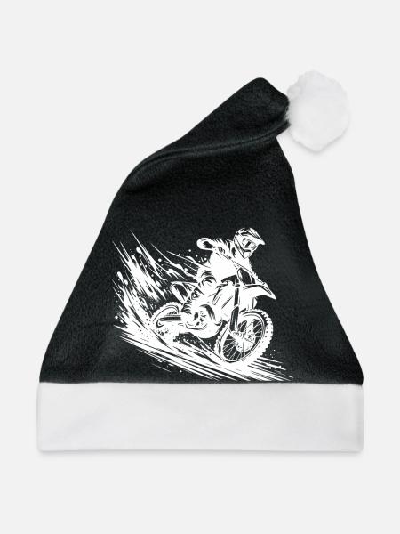 Matsch Offroad Enduro Abenteuer Zeichnung - Weihnachtsmütze - Schwarz/Weiß - Vorne