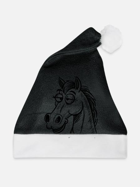 Pferd Pferde Reiten Reiter - Weihnachtsmütze - Schwarz/Weiß