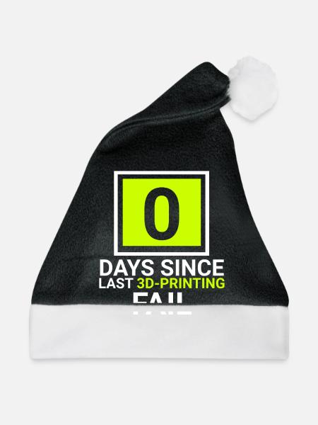 0 days since last 3d printing fail - Weihnachtsmütze - Schwarz/Weiß - Vorne