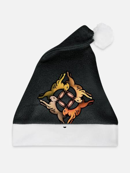 Vier Hasen - Weihnachtsmütze - Schwarz/Weiß