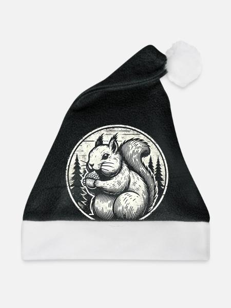Eichhörnchen - Weihnachtsmütze - Schwarz/Weiß - Vorne