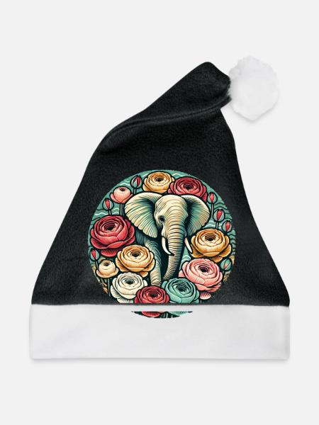 Elefant - Weihnachtsmütze - Schwarz/Weiß